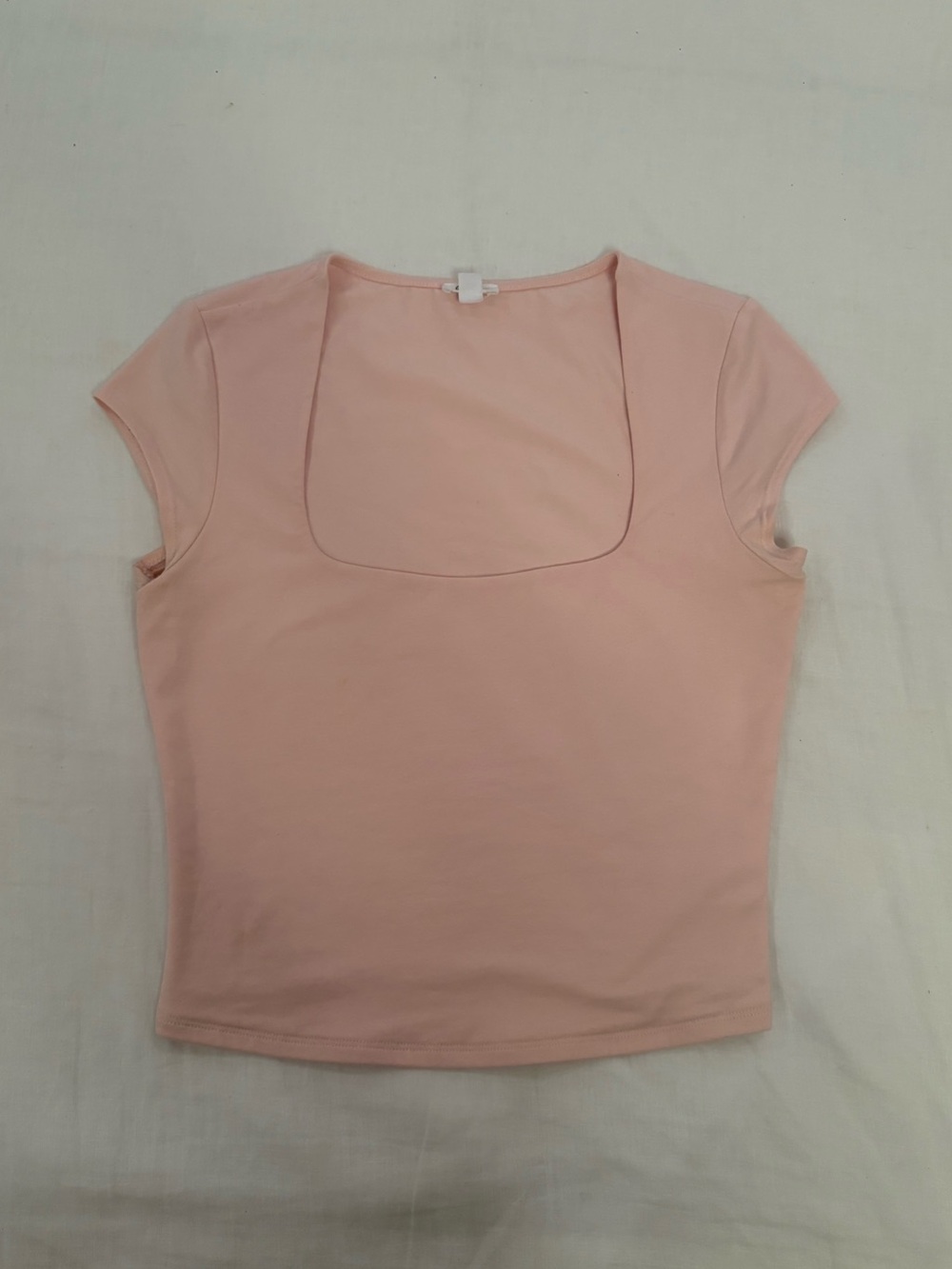 Garage Square Neck Short Sleeve Top - Light Pink